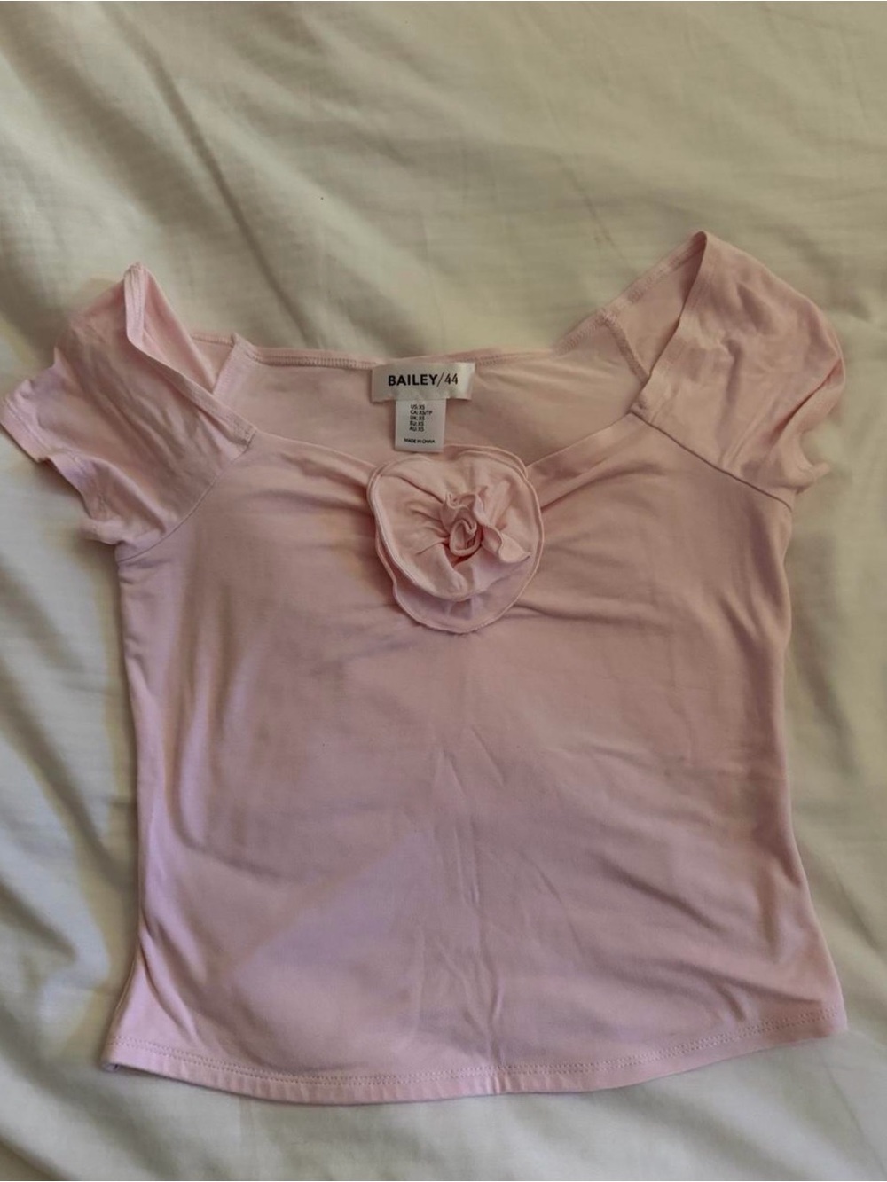 Bailey 44 Pale Pink Short Sleeve Crop Top with Rosette